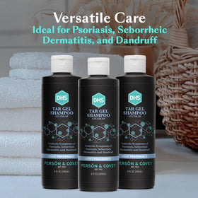 DHS T Gel bottle in shower scene showing daily use benefit
