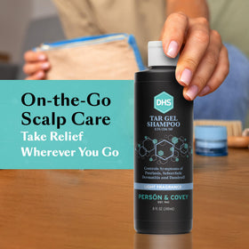 DHS T Gel beside grooming essentials suggesting routine care