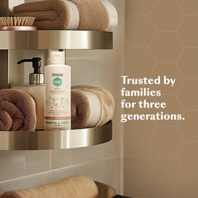 DHS zinc shampoo on bathroom shelf styled for everyday routine convenience benefit
