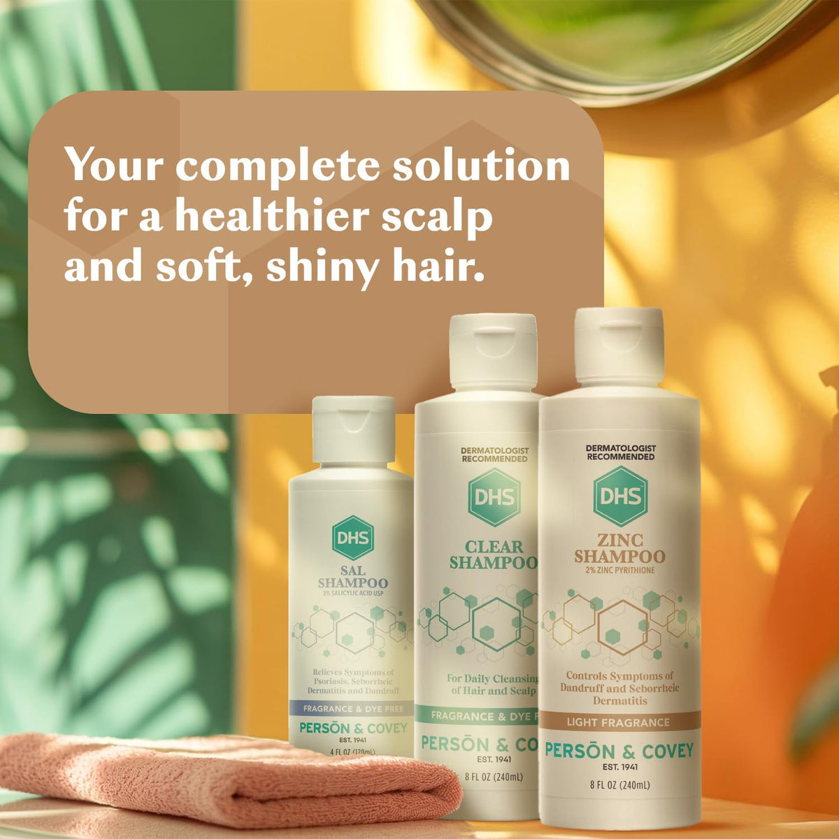 Back label of DHS zinc shampoo displaying directions and ingredient clarity benefit