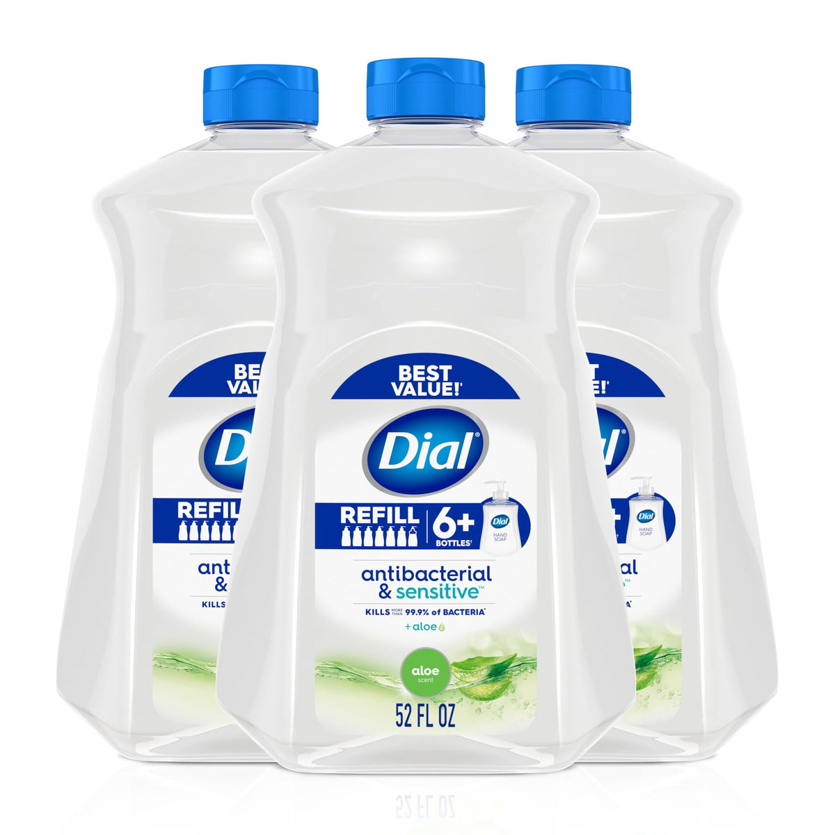 Dial aloe front packaging showing refill pack and aloe scent benefit