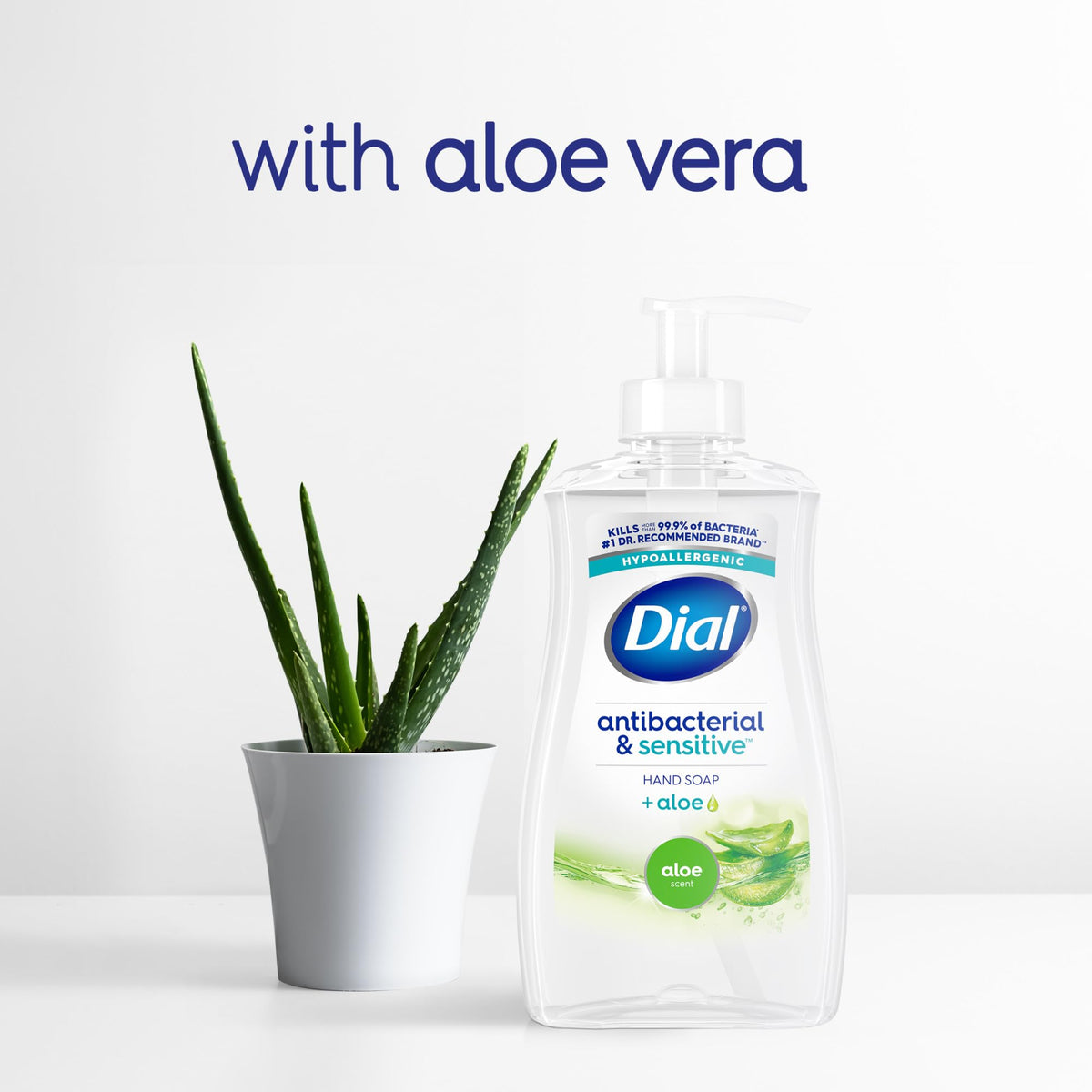 Dial aloe in kitchen sink being used to remove food residue effectively