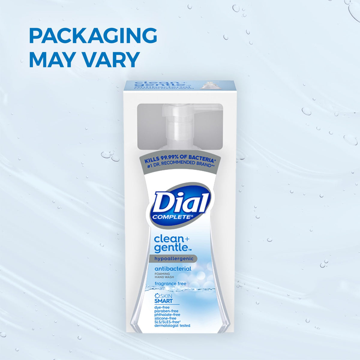 Dial displayed in bathroom setting showing a mild, fragrance-free routine