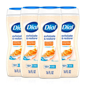 Dial bottle front label showing product name and 16 fl oz size, clear benefits