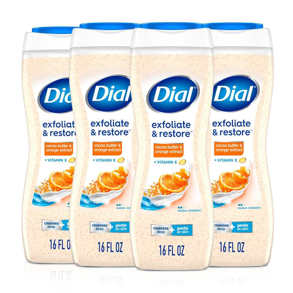 Dial bottle front label showing product name and 16 fl oz size, clear benefits