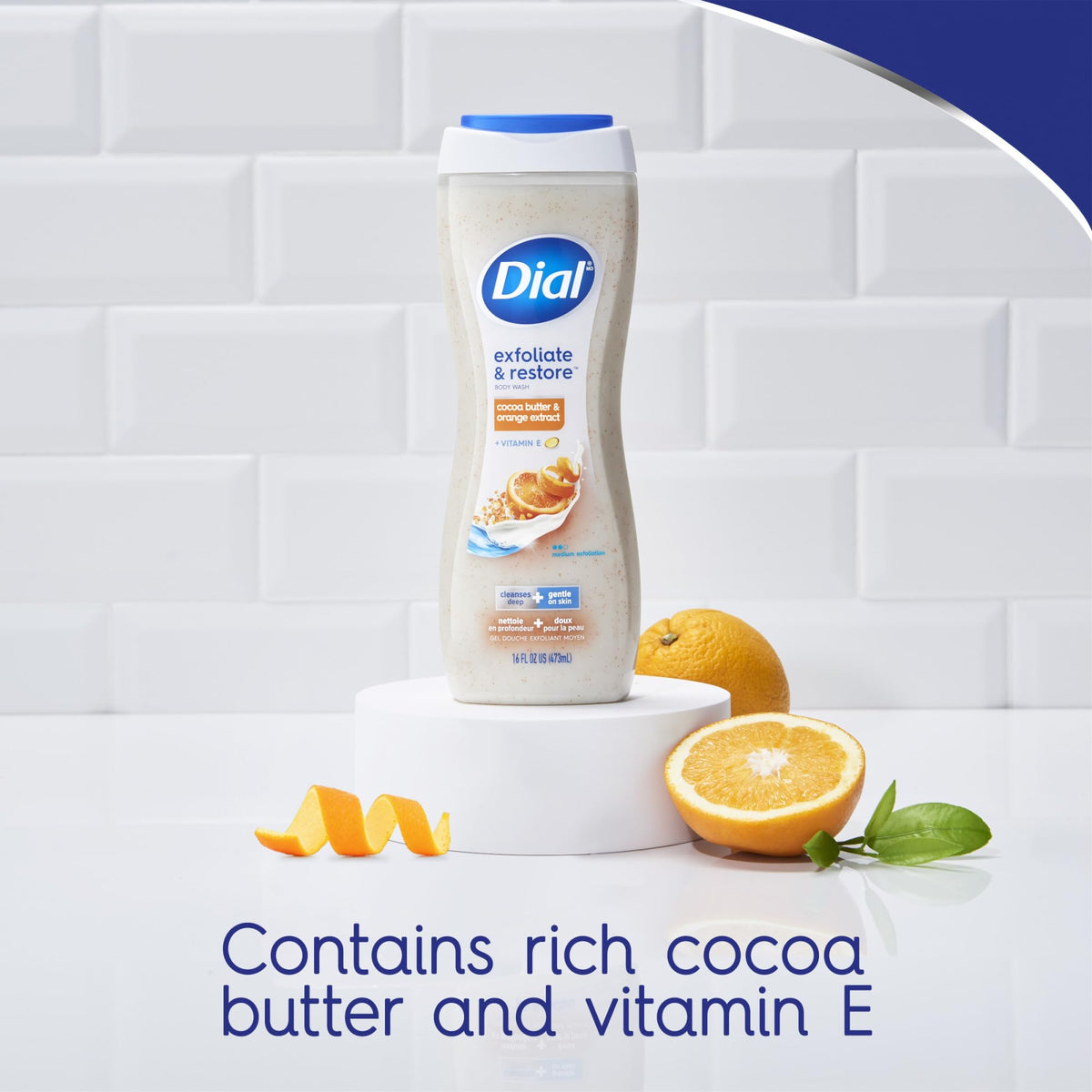 Dial ingredients and certification label highlighting recycled bottle and status