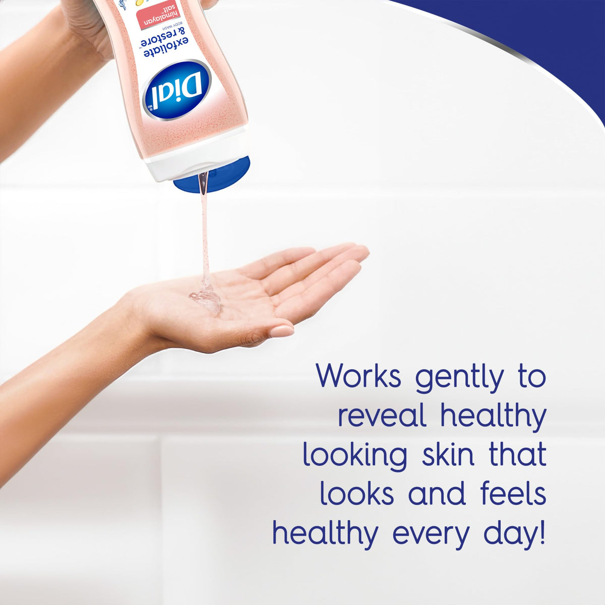Dial bottle label highlighting recycled plastic and sustainability credentials