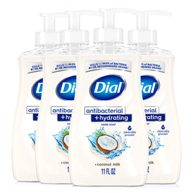 Dial front packaging showing 11 oz bottle and coconut milk scent for reliable cleansing