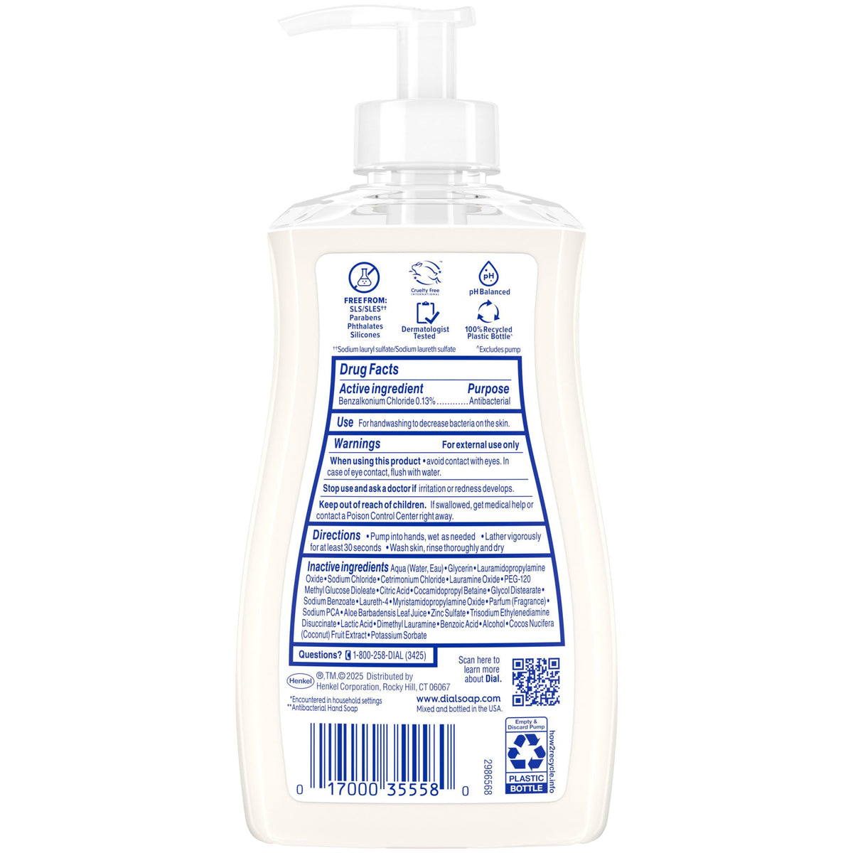 Dial in-use pump image demonstrating handwashing efficiency and moisturized feel