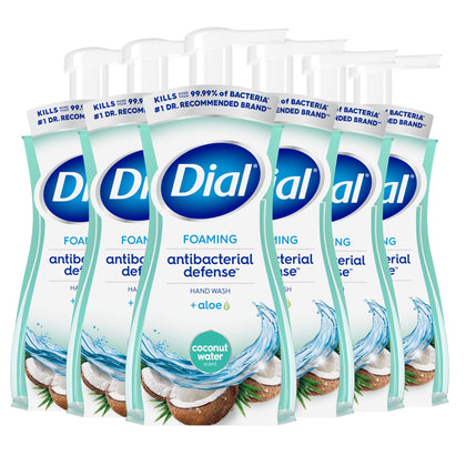 Dial coconut water front packaging shows scent and antibacterial benefit