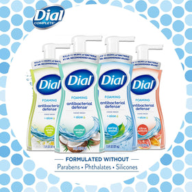 Dial Complete bottles on bathroom counter showing compact size and room placement