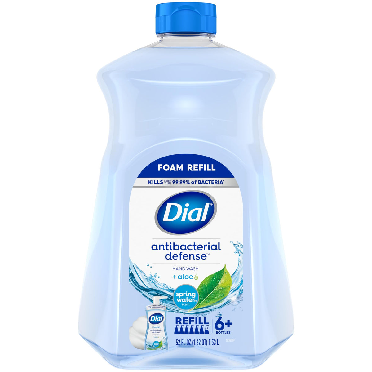 Dial front packaging showing 52 fl oz refill and clear benefits