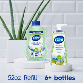 Dial bottle next to common household items for size and capacity clarity