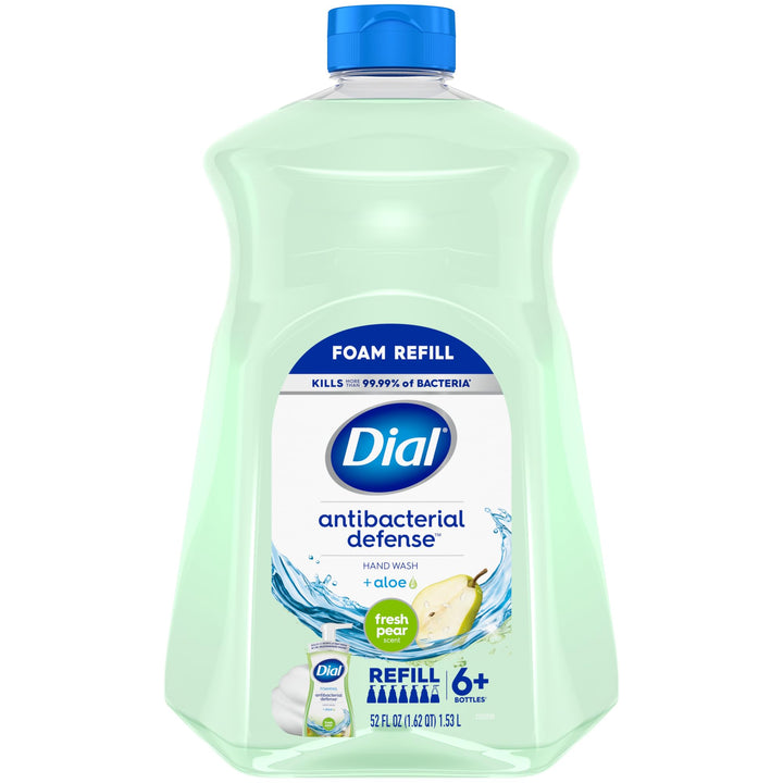 Dial front packaging showing Fresh Pear refill and easy-storage benefit
