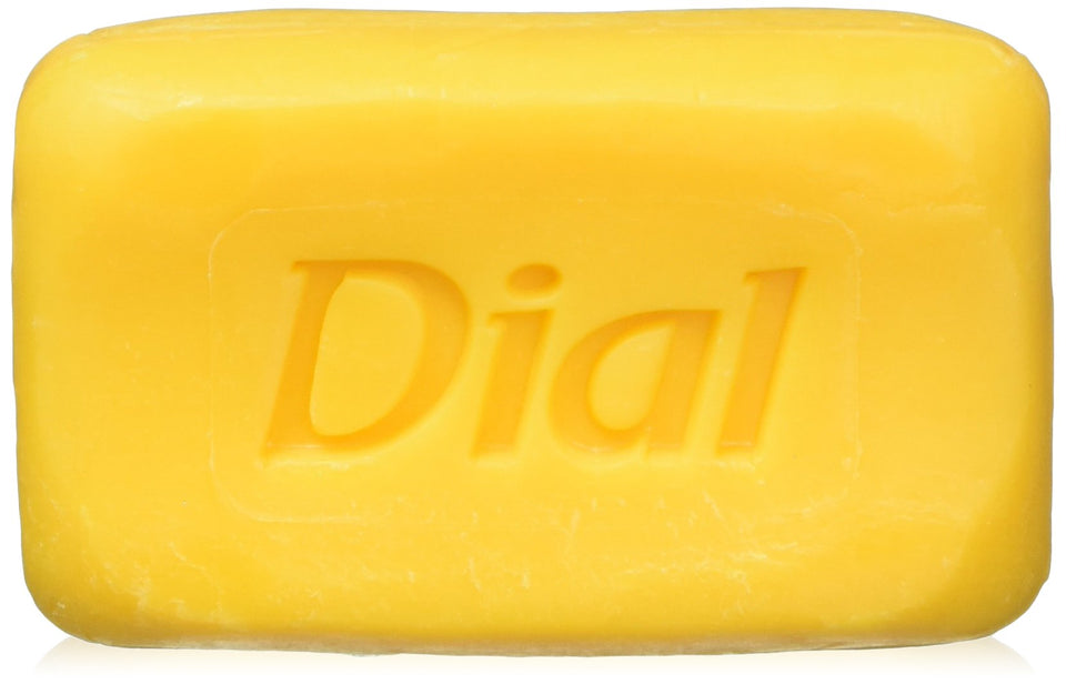 Dial Nutriskin gold antibacterial bar front view showing packaging and convenience
