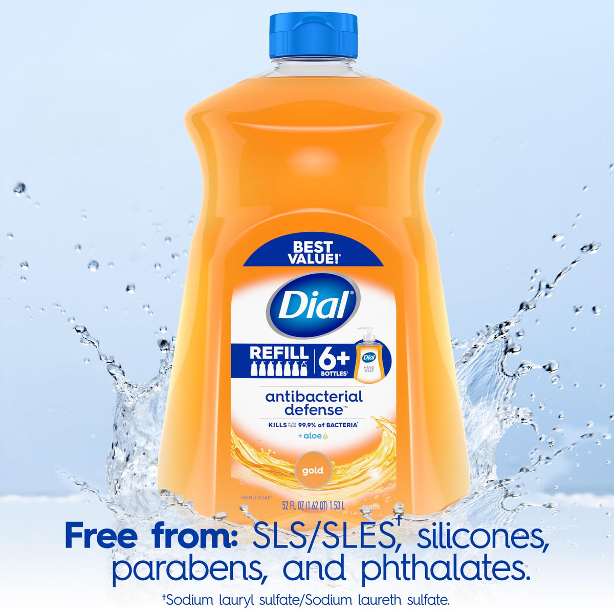 Dial hands being washed under faucet showing effective bacteria removal benefit