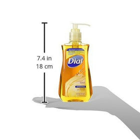 Dial Gold pump in use dispensing creamy lather, showing moisturizing benefit