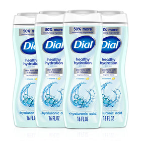 Dial front packaging showing bottle and label, highlights hydration benefits