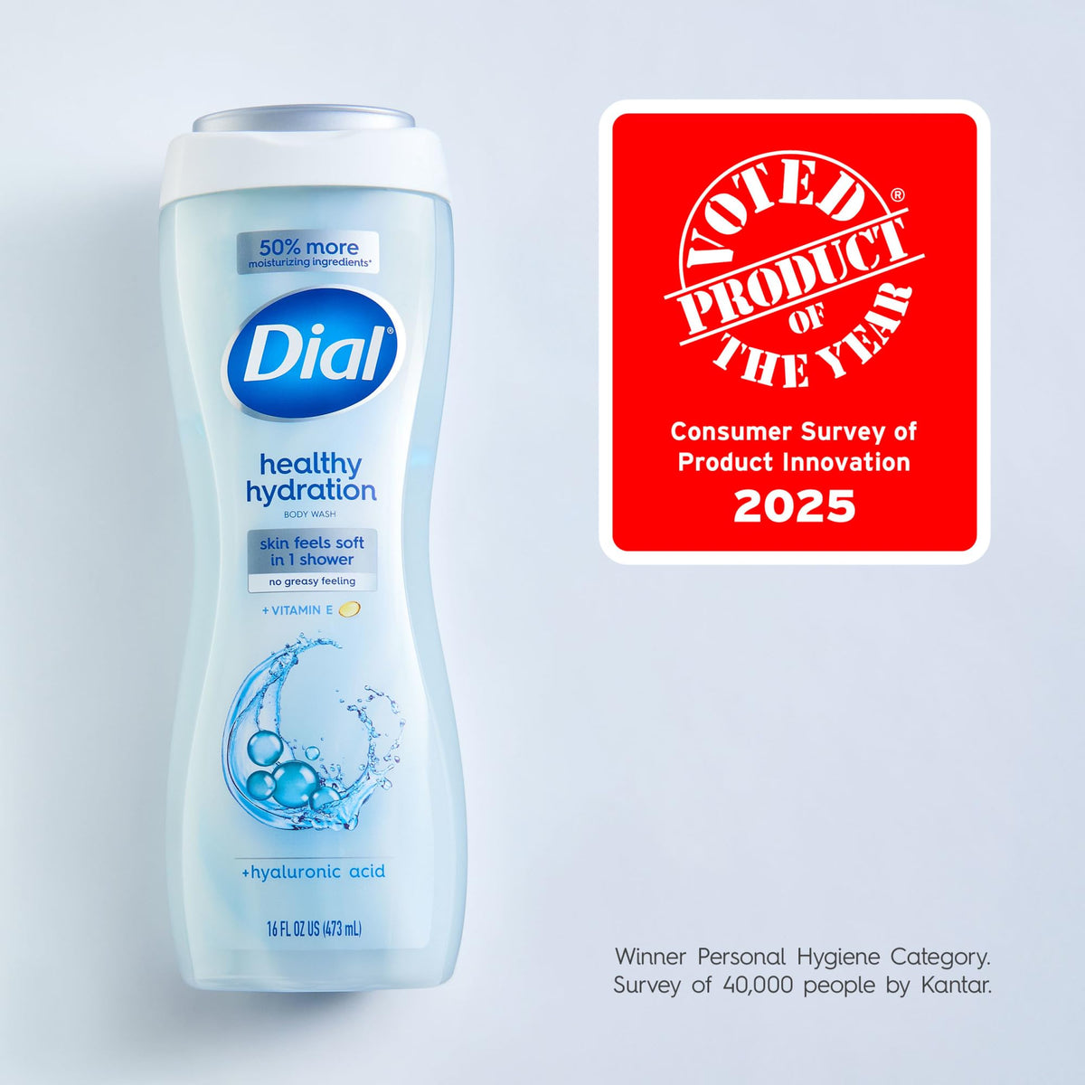 Dial hyaluronic acid ingredient dropper, supports surface skin hydration