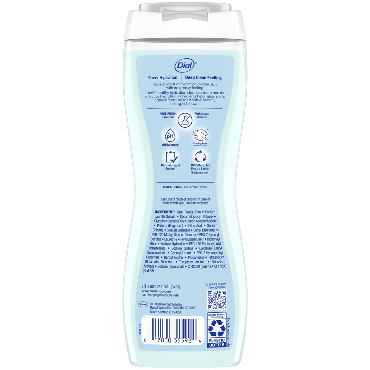 Dial in-shower use lather on skin, gentle cleansing while moisturizing