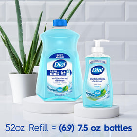 Aloe leaf beside Dial bottle emphasizing aloe inclusion and skin soothing