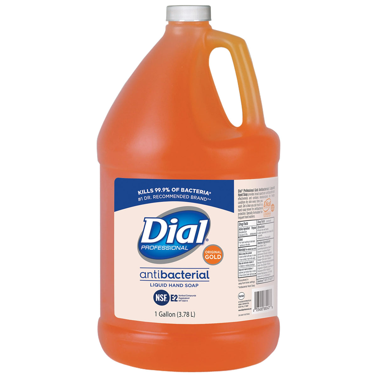 Dial 1 gallon front label showing product and antibacterial benefit