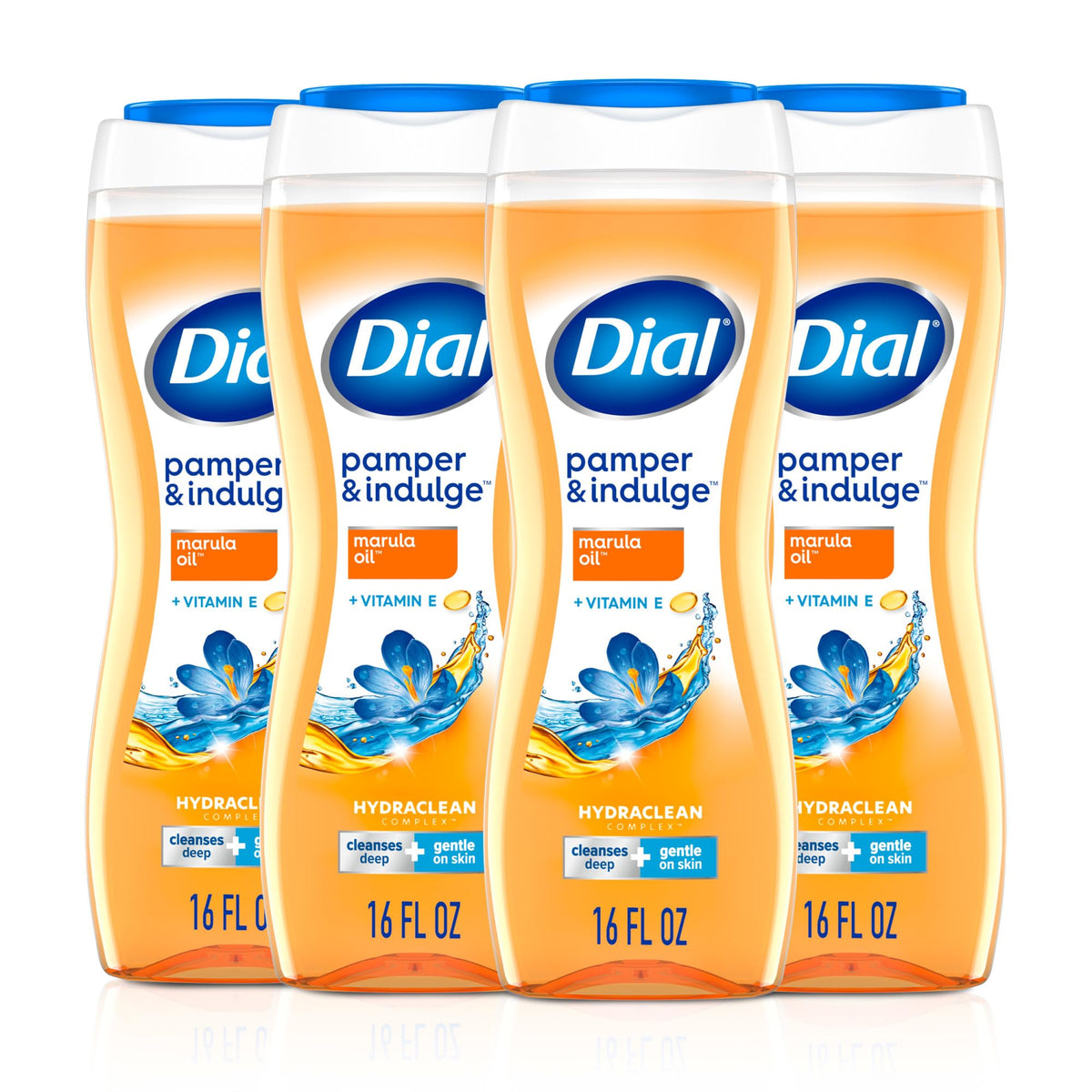 Dial marula oil front packaging showing bottle and branding, suggests luxurious clean