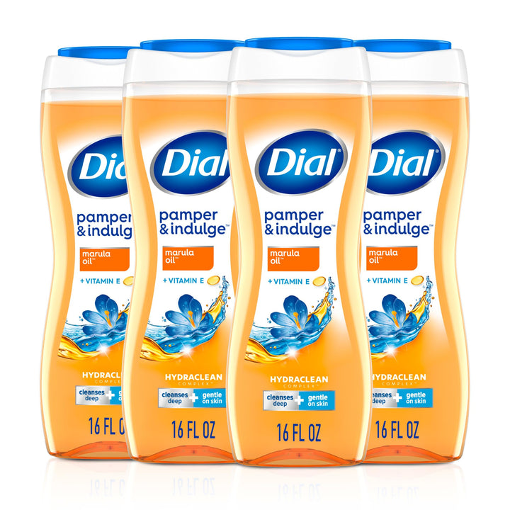 Dial marula oil front packaging showing bottle and branding, suggests luxurious clean