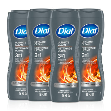 Dial bottle front packaging showing amber woods scent benefit of clean confidence