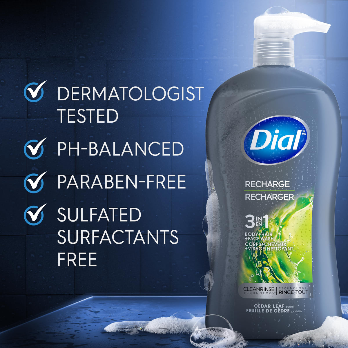 Dial Men used as shampoo lathered in hair for quick grooming