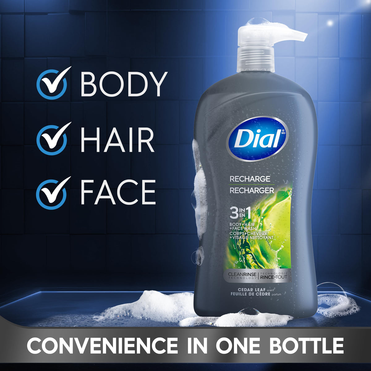Dial Men creamy rich lather texture demonstrating deep gentle cleanse