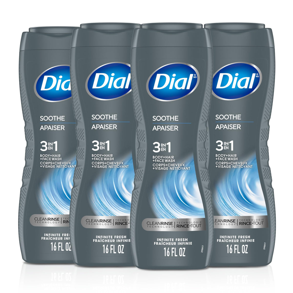 Dial men front packaging showing full bottle and scent benefits