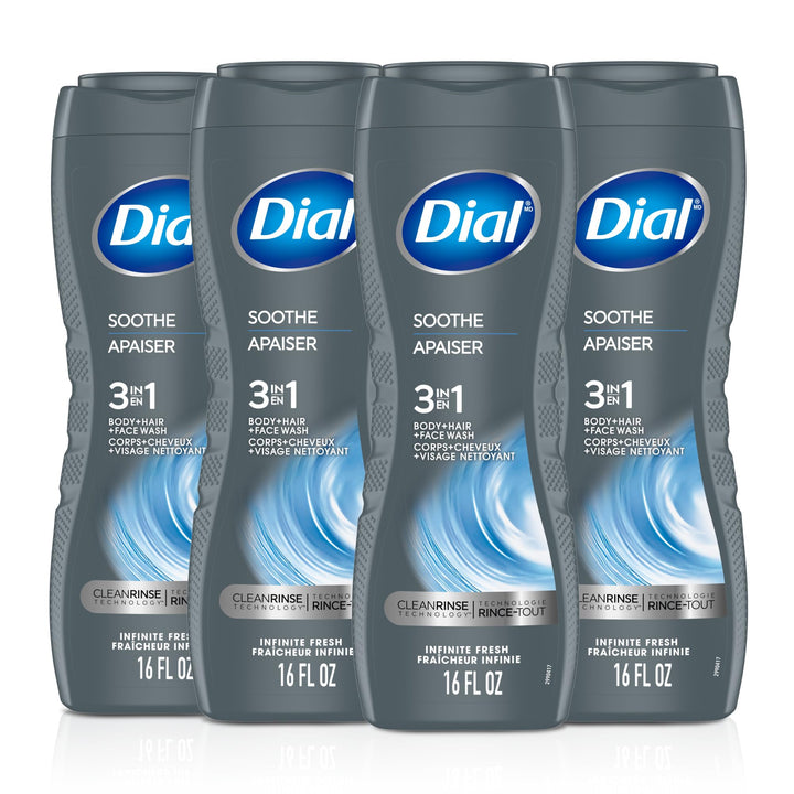 Dial men front packaging showing full bottle and scent benefits