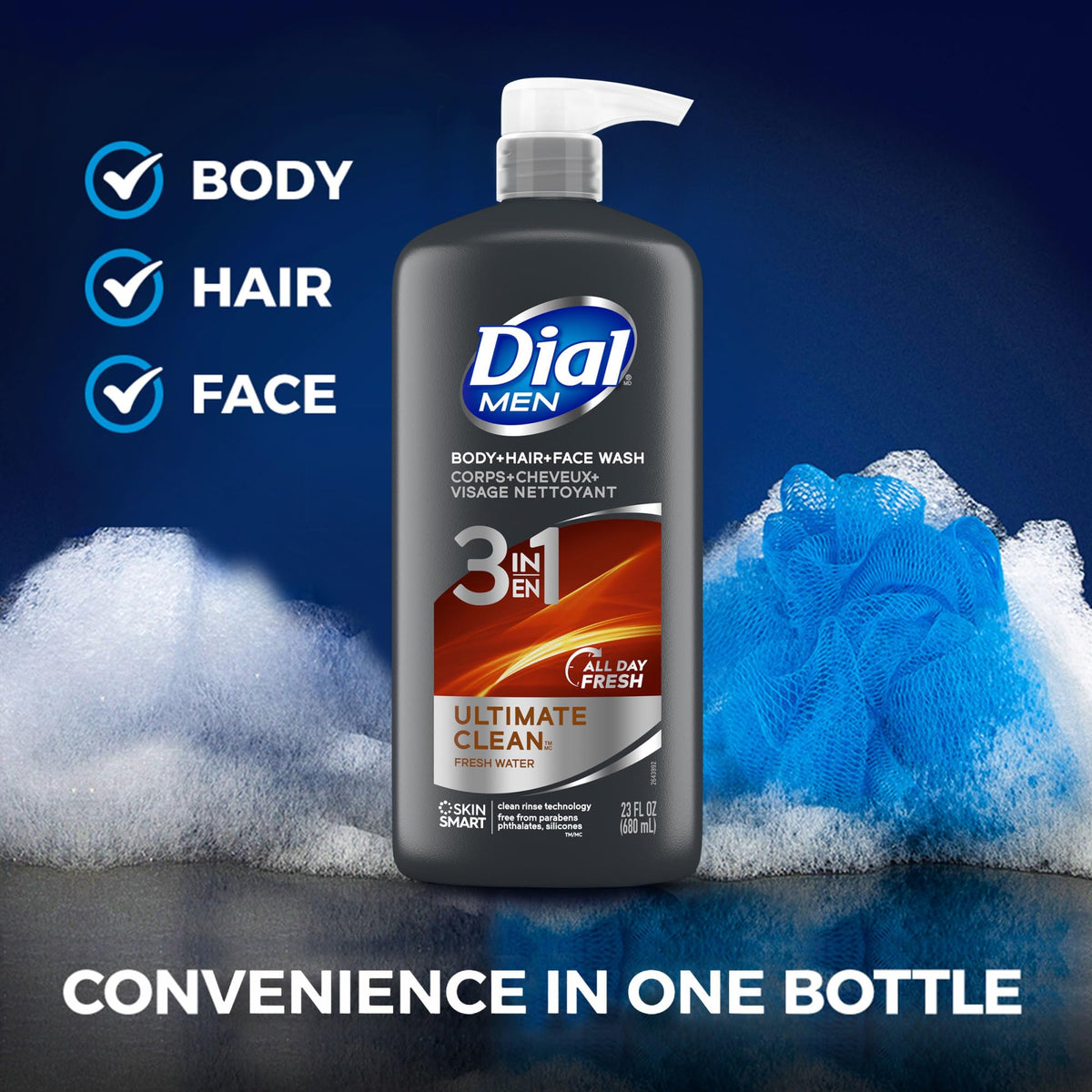Dial creamy lather texture illustrating rich foam and moisturizing feel