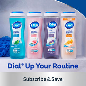 Dial Men lifestyle bathroom shelf display suggesting everyday grooming routine