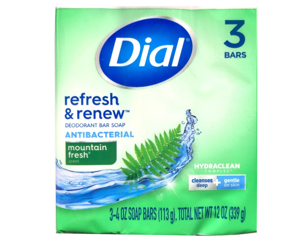 Dial mountain fresh single bar close-up displaying smooth surface and rounded edges for comfortable hold