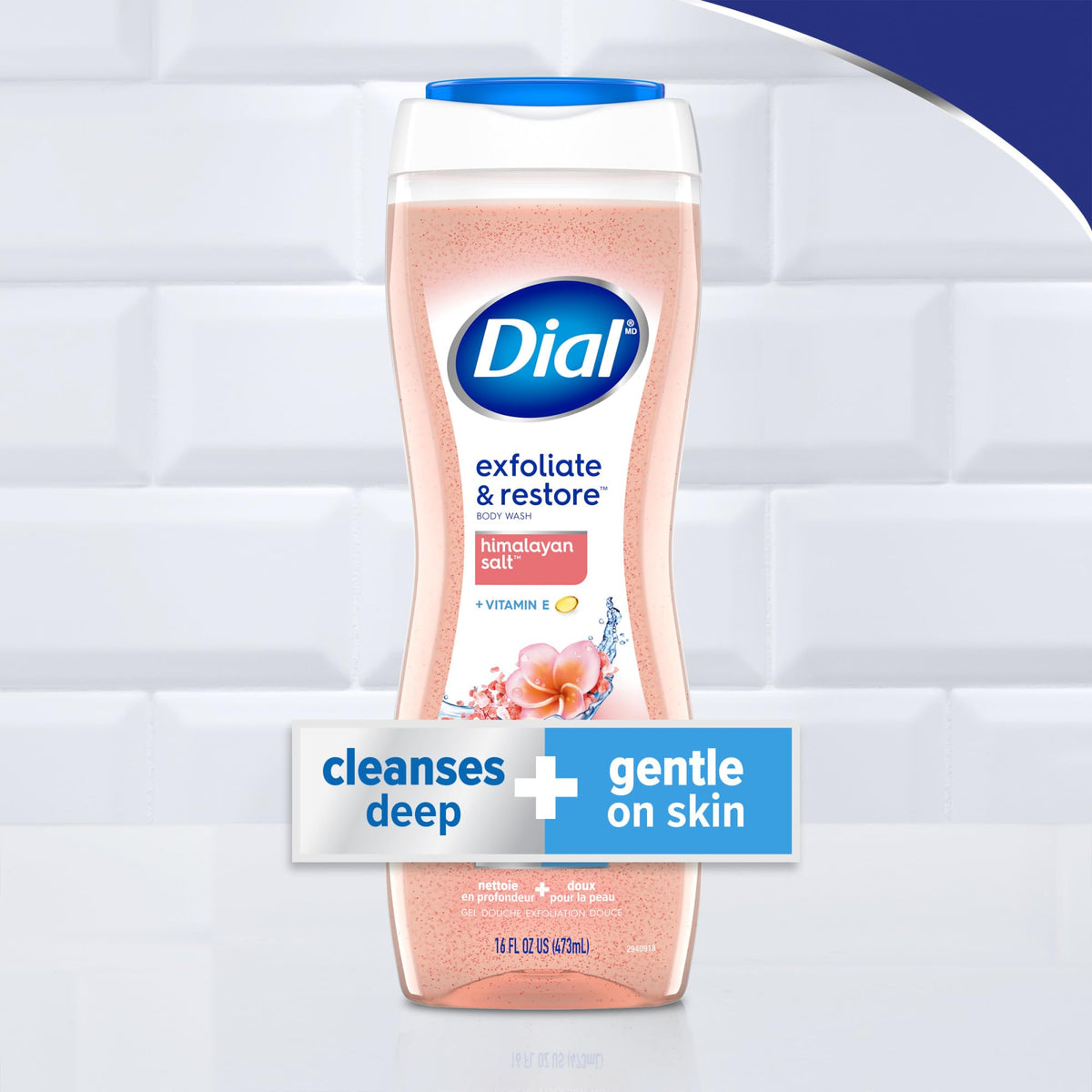 Dial pouring body wash into hand to demonstrate easy application and lather