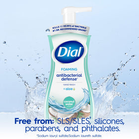 Dial pump dispensing foam into hand for easy, controlled use
