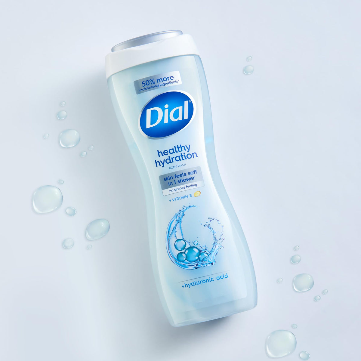 Dial recycled bottle label detail, demonstrates sustainable recycled plastic