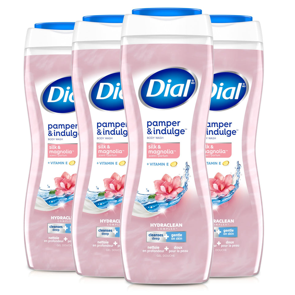 Dial Silk & Magnolia front packaging showing bottle and scent benefits