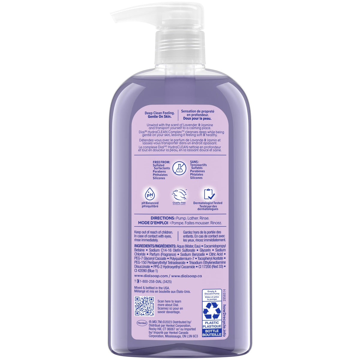 Dial size scale with hand showing 23 fl oz bottle capacity and family value