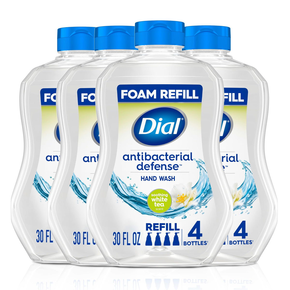 Dial front label showing soothing white tea scent and product benefits