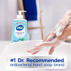 Dial bottle label detail highlighting ingredient notes and antibacterial claim