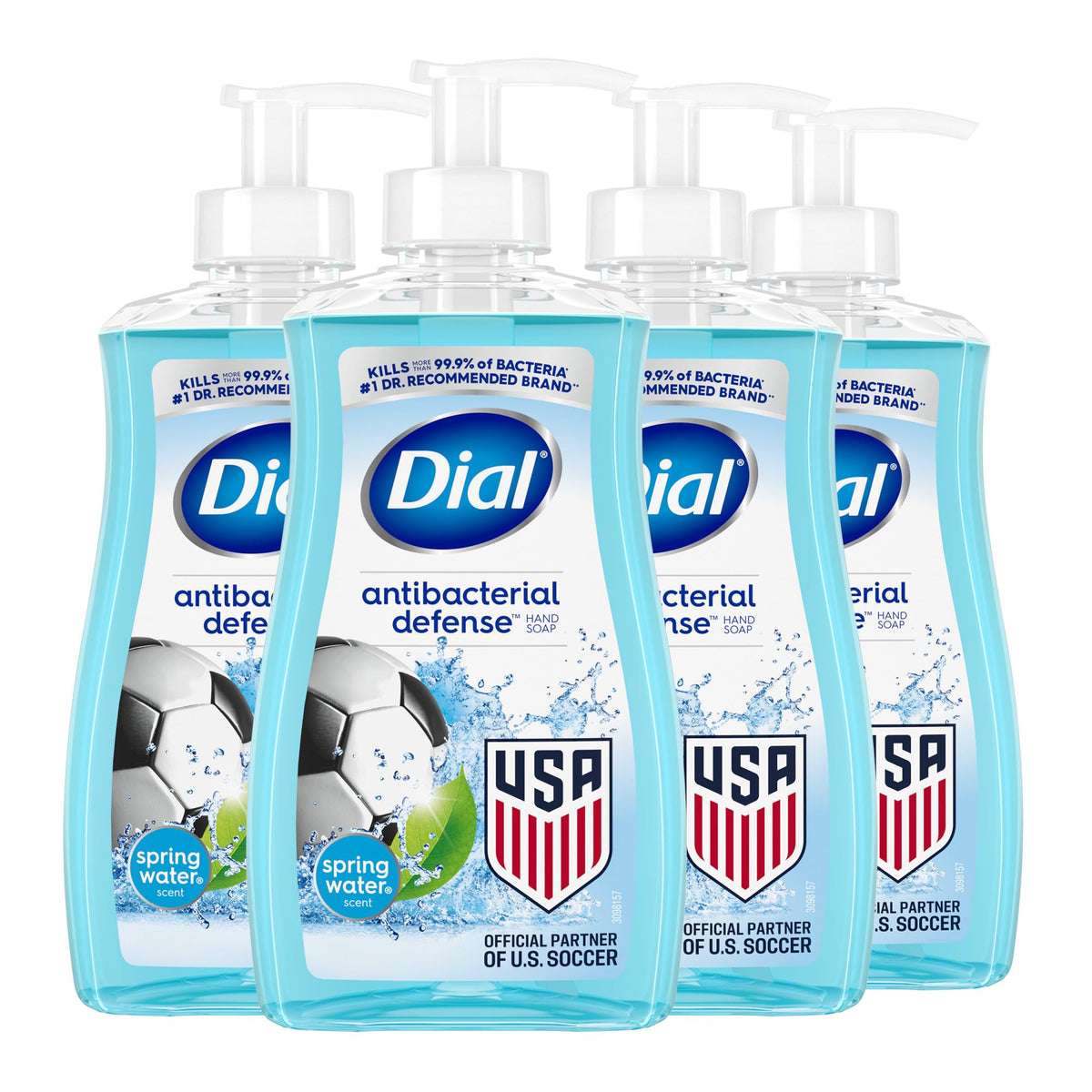 Dial spring water front packaging showing four 11 fl oz bottles and clear benefits