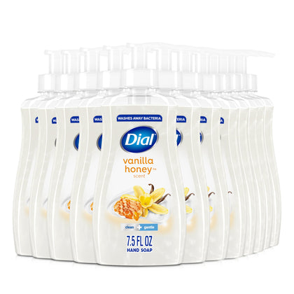Dial bottle front label showing vanilla honey scent and size for clear identification