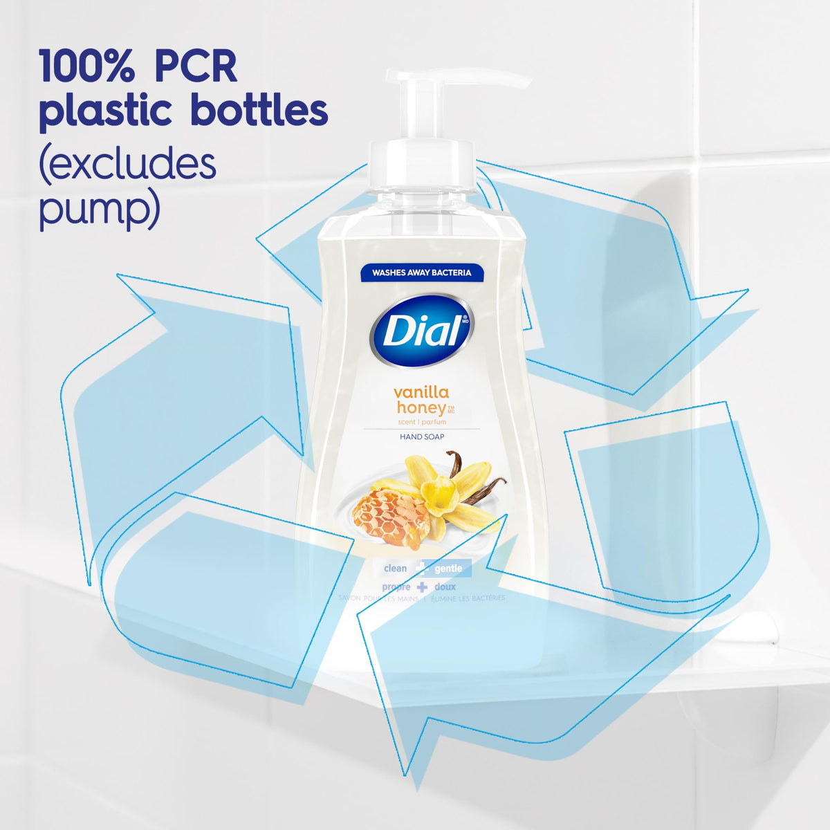 Dial kitchen sink in use with refill bottle for high-traffic handwashing