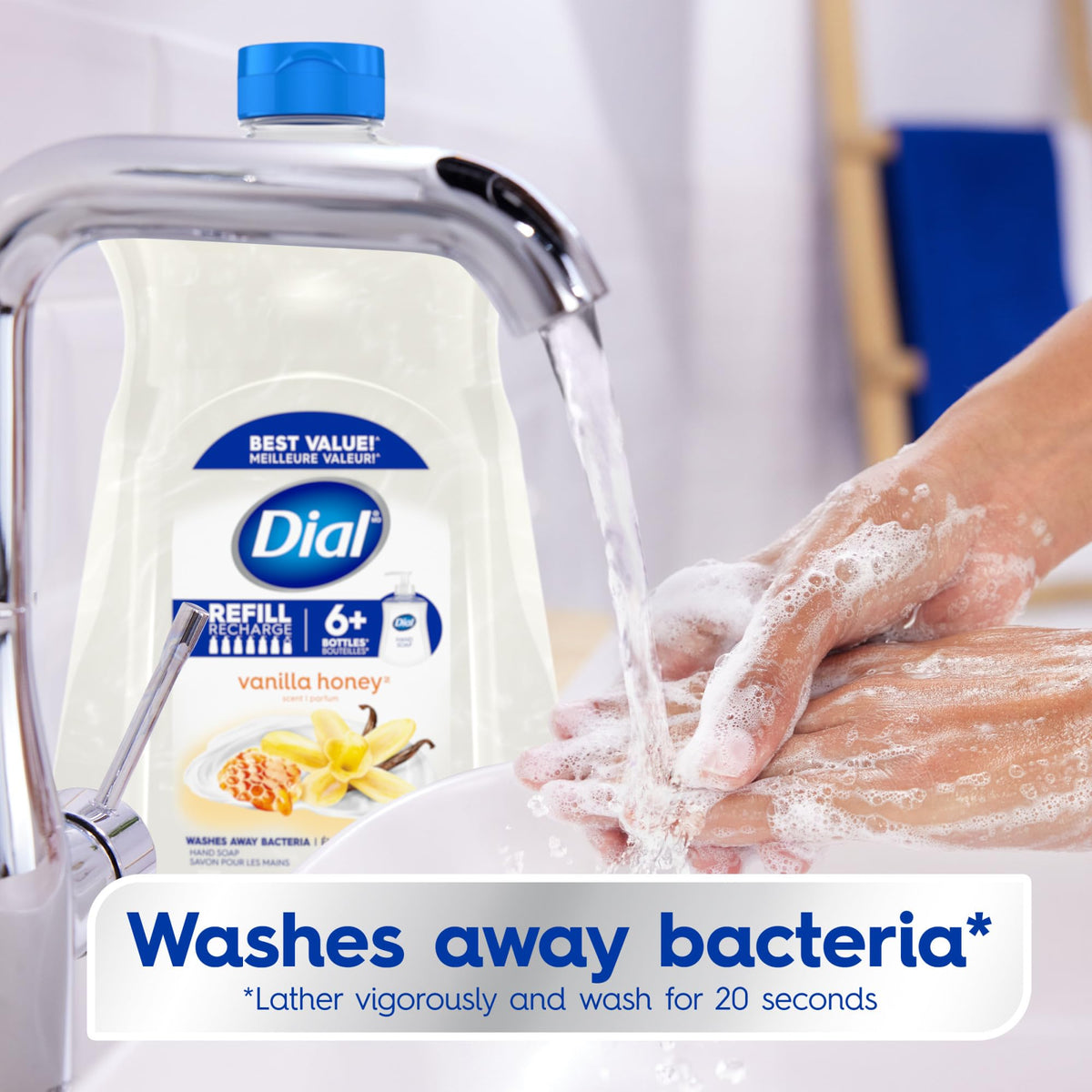 Dial pour close-up showing the soap texture and moisturizing formula