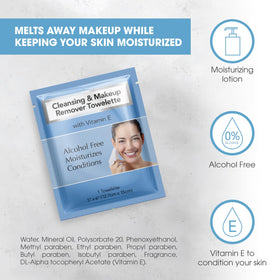 Diamond Wipes ingredient label displaying vitamin E and alcohol-free benefit