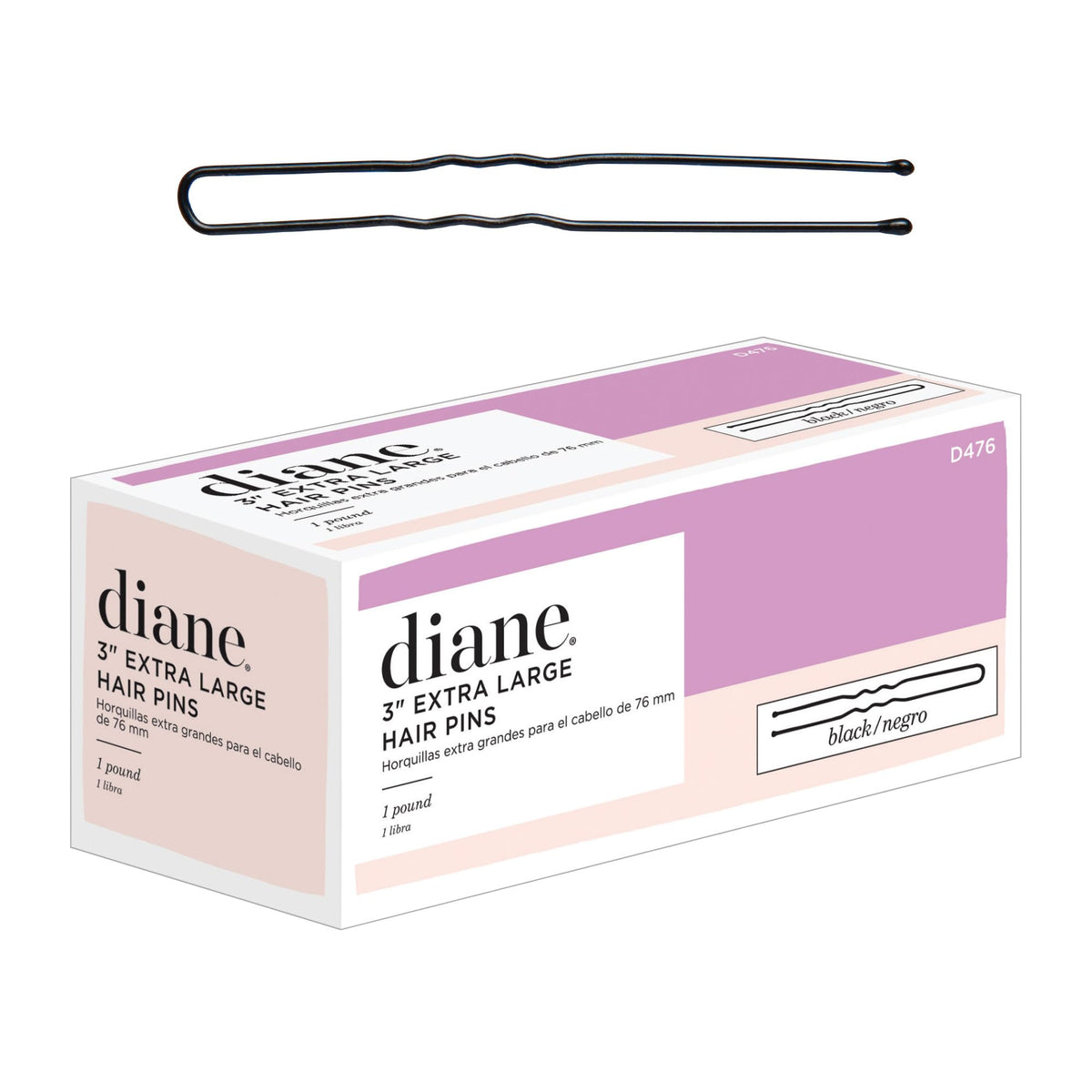 Diane hair pins front packaging showing bulk 1 lb supply for salons