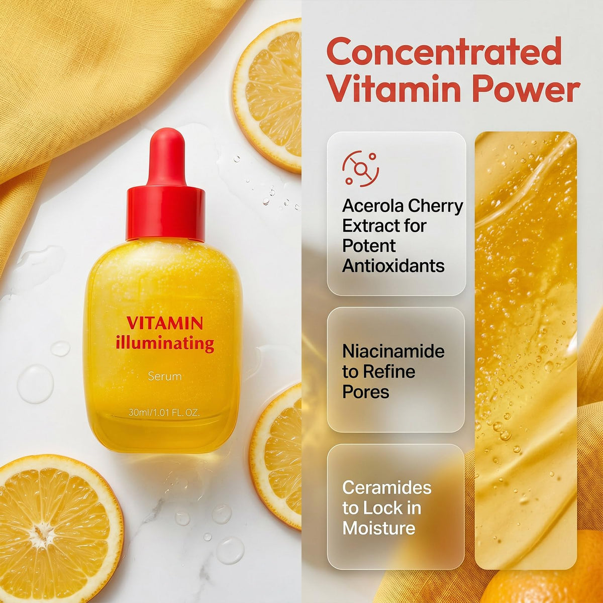 Dibhhui serum applied to cheek indicating even coverage and improved radiance